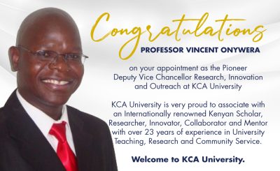 Congratulations Prof. Vincent Onywera on your appointment as the Pioneer Deputy Vice Chancellor Research Innovation and Outreach.