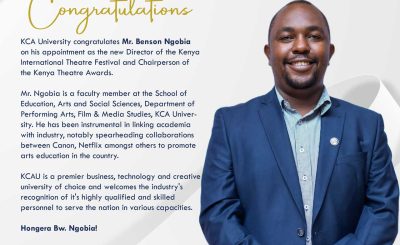 Congratulations Mr. Benson Ngobia on his appointment as the New Director of the Kenya International Theatre Festival
