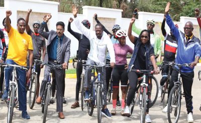 Picture-of-VC-and-DVCs-KCA-University-launches-cycling-tour