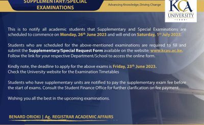 Supplementary/Special Examinations