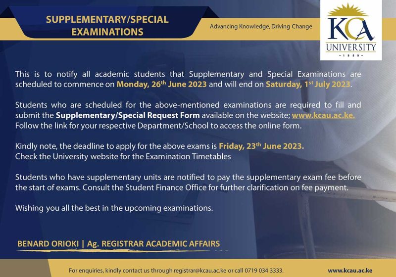 Supplementary/Special Examinations